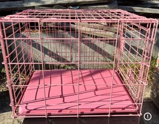 Pink Metal Folding Dog Crate