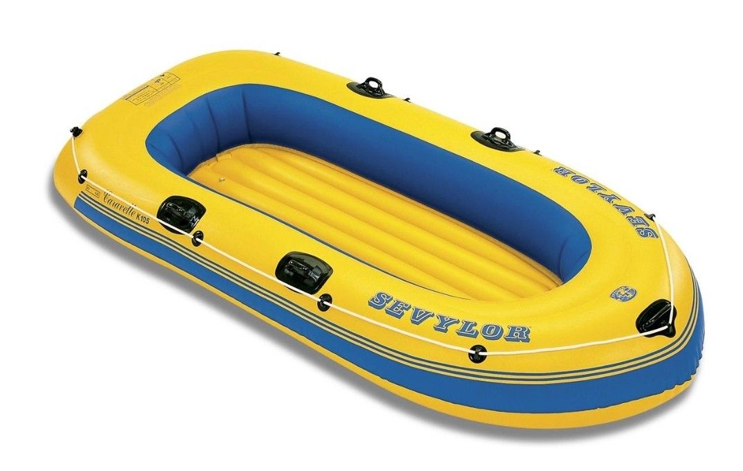 Inflatable boat with oars