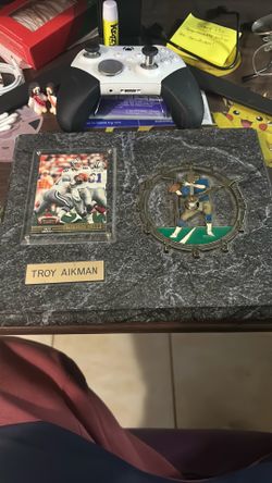 Troy Aikman 1995 pro set card analog clock plaque Dallas Cowboys NFL