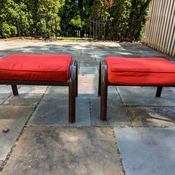 Set Of 2 Outdoor Ottomans/foot Rests 