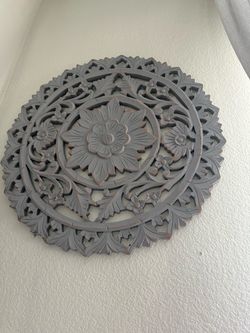 Round Carved Wood Mandala Wall Decor