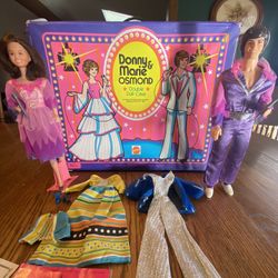 Collectable Barbie Donny And Marie Osmond Dolls And Case With Extra Outfits