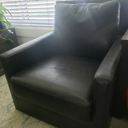 2 Brown Leather Chairs