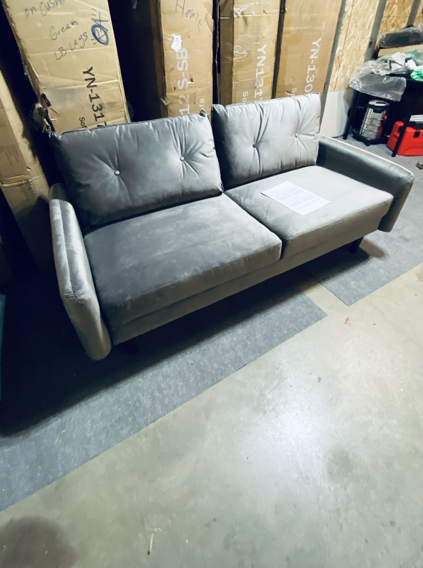 Gray Velvet Couch 🛋️ 71” Width Brand New