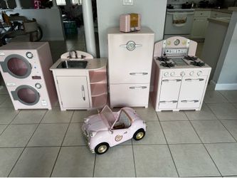 Rare Pottery Barn Kids Retro Kitchen Set Washer dryer Fridge Sink Dishwasher Stove Ironing