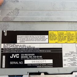 JVC Car Stereo CD Player Receiver KD-G140