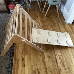 Montessori Climbing Triangle + Ramp (Wood and Hearts)