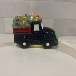 Ceramic Vintage Christmas Truck Light-Up Decor, 4 in L x 3 in H