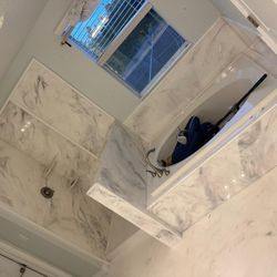 Epoxy resin on shower floor and walls