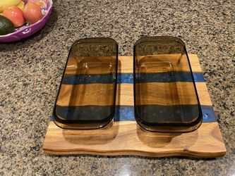 VTG Pyrex Fireside Amber Smoky Brown Glass Loaf Pans 