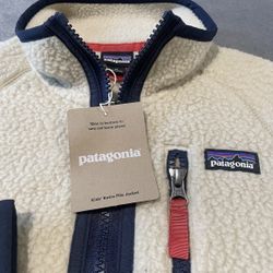 Patagonia Jacket Kids Medium Khaki Retro Pile Fleece Full Zip NWT