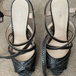 Women’s Coach Sz 9 5” heels Metallic blackish/grey