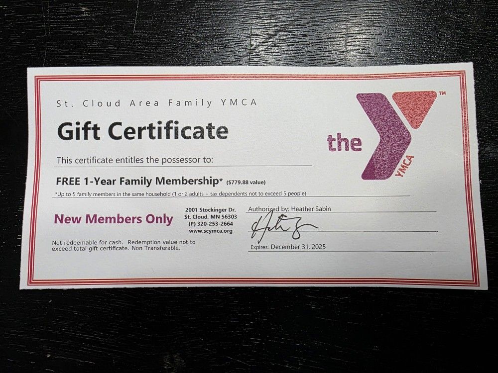 YMCA Family Membership (1 Year)