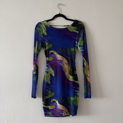 Blue Marble Backless Dress (M)