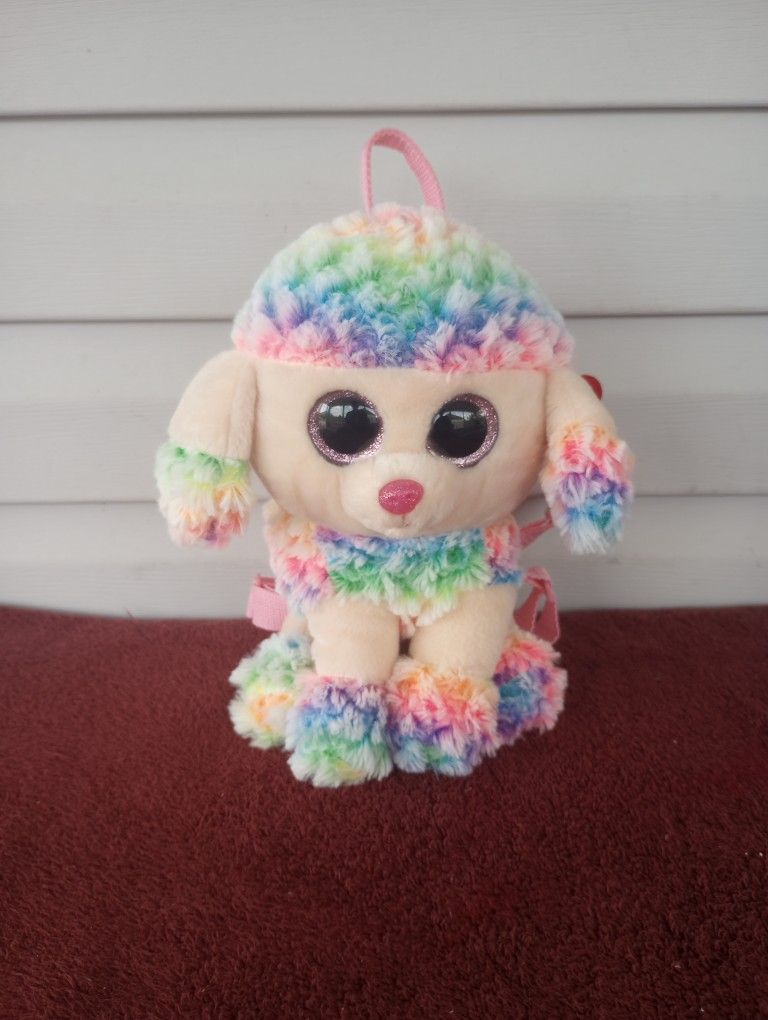Ty Gear Rainbow Poodle Dog Backpack 11" 
