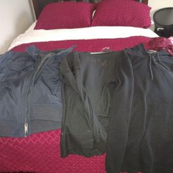 One Blue jacket, Black Shirt And Black Thin Jacket Size L