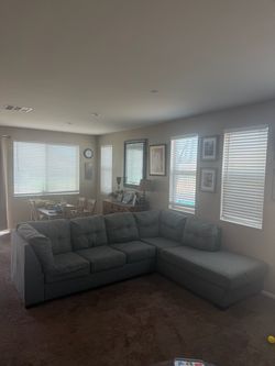 Gray Fabric Sectional Sofa with Chaise and Pullout Bed