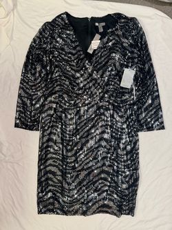 NWT Love By Design black / silver zebra sequin mini dress size 1X