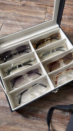 Cartier Big C Buffalo Horn Buffs Vintage Rimless Marble Bubinga Wood Glasses