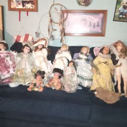 Antique Porcelain Dolls And Indian Dolls