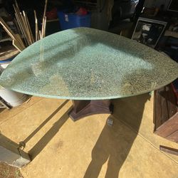 Big Round Shattered Glass Triangle Table