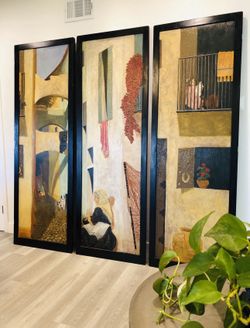 3 Large oil on wood paintings, 26”x 77” 