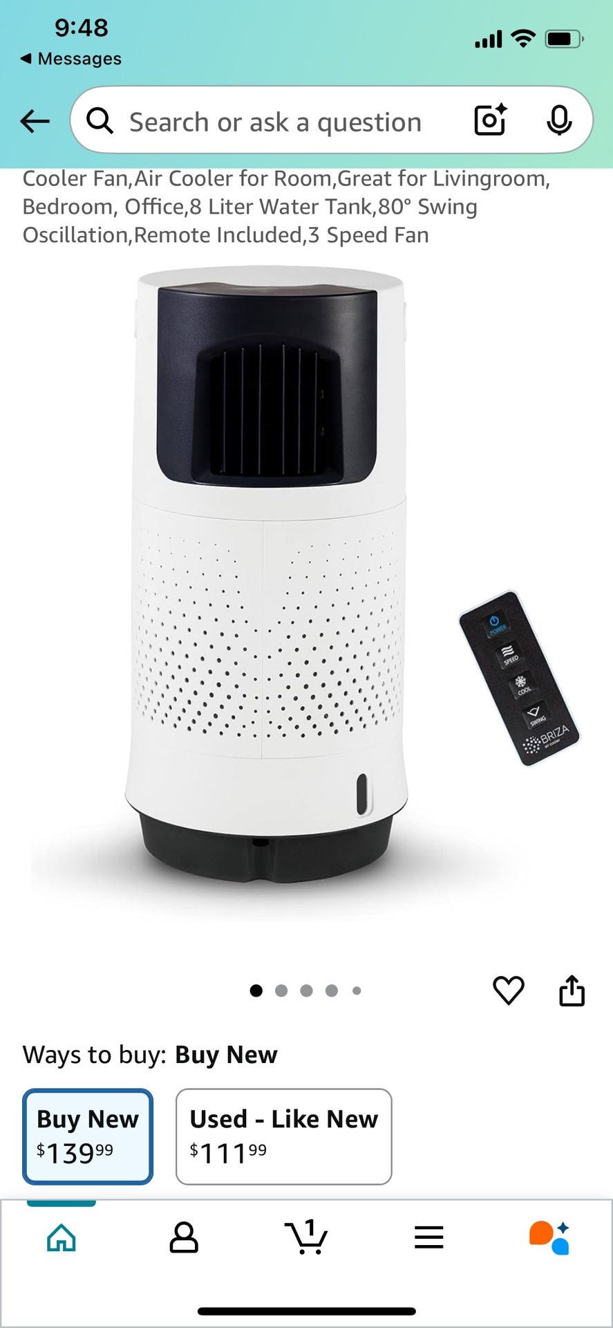 Briza AIR COOLER, HUMIDIFYER, FAN