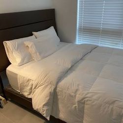Queen Mattress, Leather Bed frame, Headboard And Box Spring, Couch And Chair
