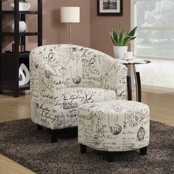 French Script Accent Chair and Ottoman ONLY $299!
