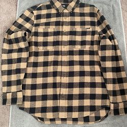 Vans Men small Long sleve Flannel Brown/White