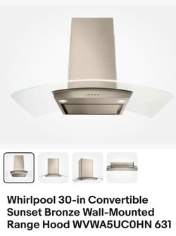 brand new Whirlpool SUNSET BRONZE oven range vent fan hood