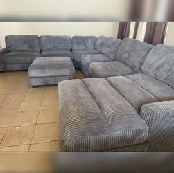 7 - Pieces Gray color Corduroy Moduler sofa set