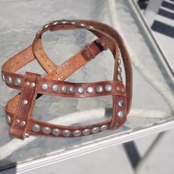 harness for dog brn leather