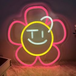 Flower Neon Signs for Wall Decor, 11.02811.02 IN, Flower LED Signs with Dimmer Switch and USB Power - Bfid Neon Lights for Bedroom