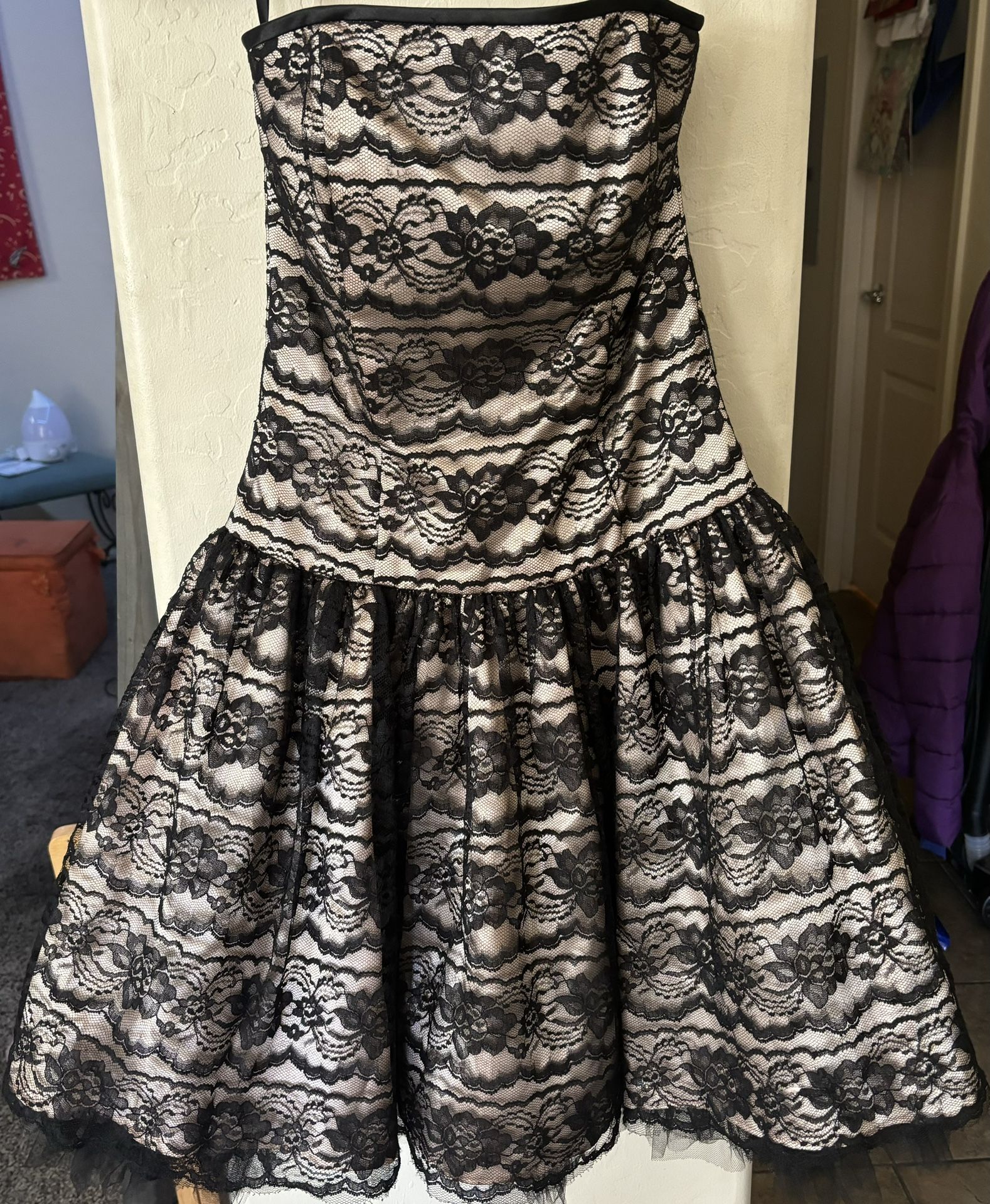 Juniors Strapless Lace Dress