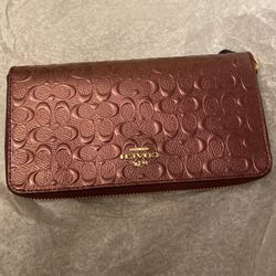 New Coach Accordion Zip Wallet Pink Glitter 