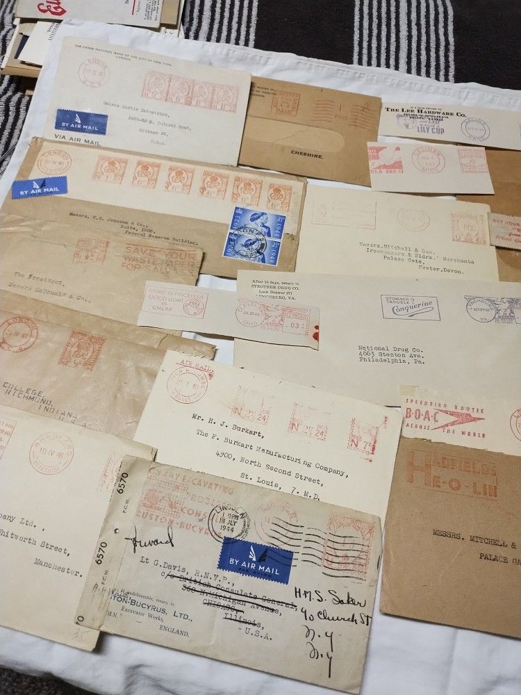 Stamp, cancelled Metered Mail postage. Vintage 1940's