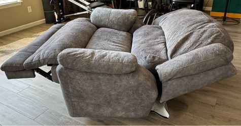 Oversized Gray Recliner / Small Loveseat – Manual Reclining Chair