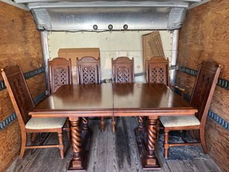 Dark Wood Dining Table with 6 Chairs