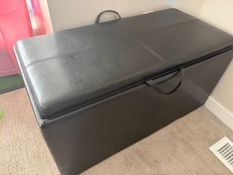Black Faux Leather Storage Ottoman