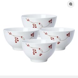 RED BERRIES SET OF 12 SOUP CEREAL BOWLS