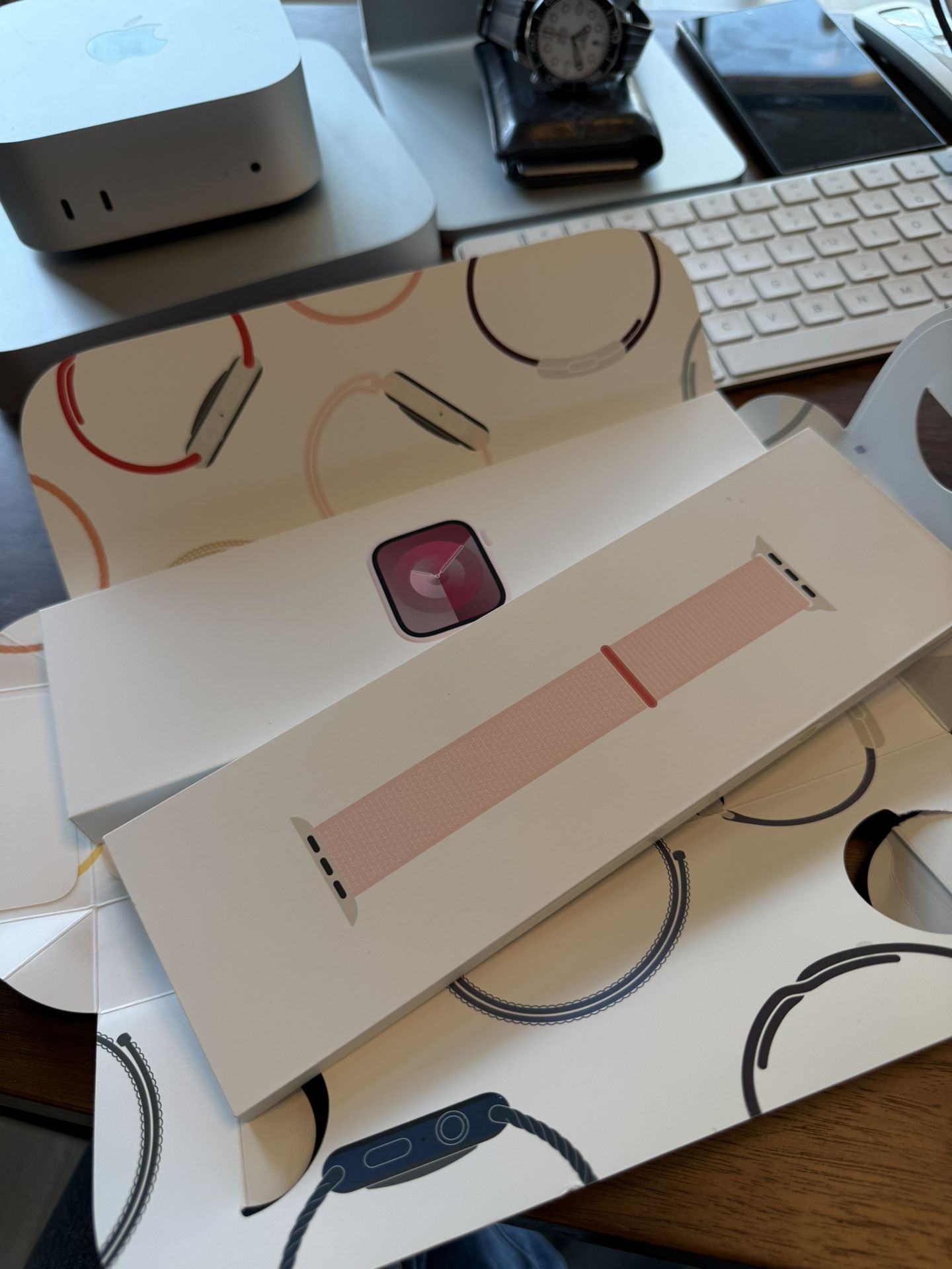 Apple Watch Series 9 41mm GPS with Pink Aluminum Case and Light Pink Sport Loop! New in box!