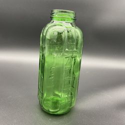 Vintage Water and Juice Green Glass Bottle 40 Oz  Measurements NO LID