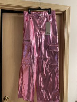 Brand new size small juniors pink iridescent wide leg cargo pants