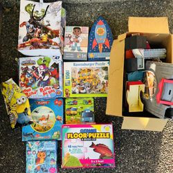 puzzles and train set