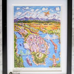 Ivy Funds Raw Materials & Resources Seattle Watercolor Mike Savage 15 X 12 Frame