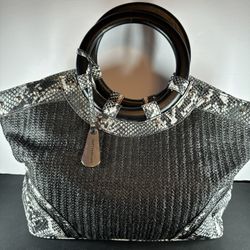Naturalizer Faux Snakeskin Straw Purse 