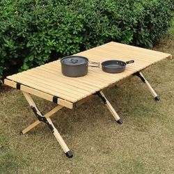 New In Box 47x24x17 Inches Tall Foldable Portable Wooden Camping Camp Site  Picnic Beach Table With Carrying Case 