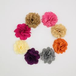 Burlap flower,  fabric flower for headband or decoration 