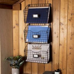 Set of Two (1 New, 1 GUC) Collapsible Hanging Metal Wire Storage Basket located 19135